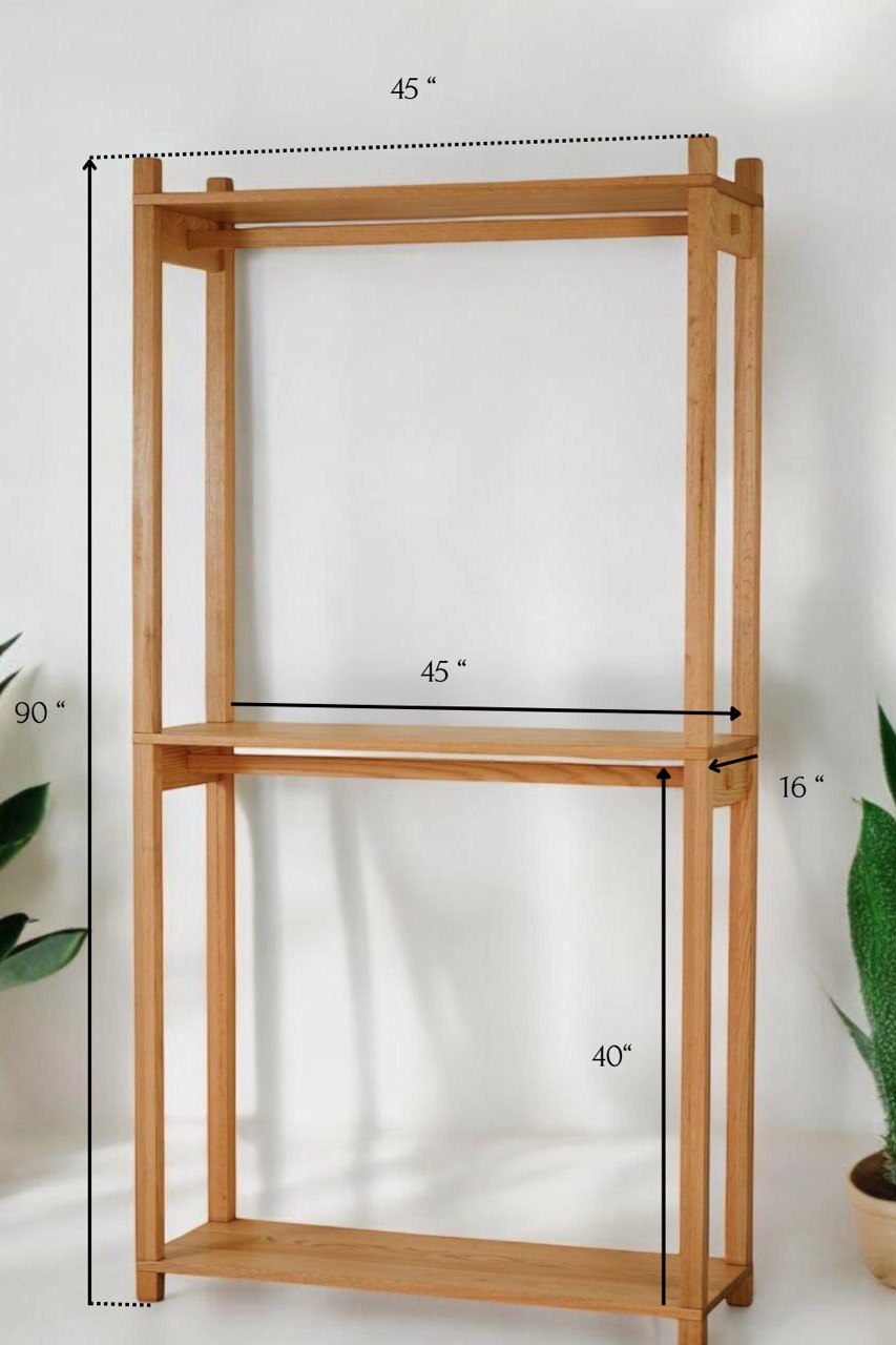 Minimalist two – tier oak wood clothing rack