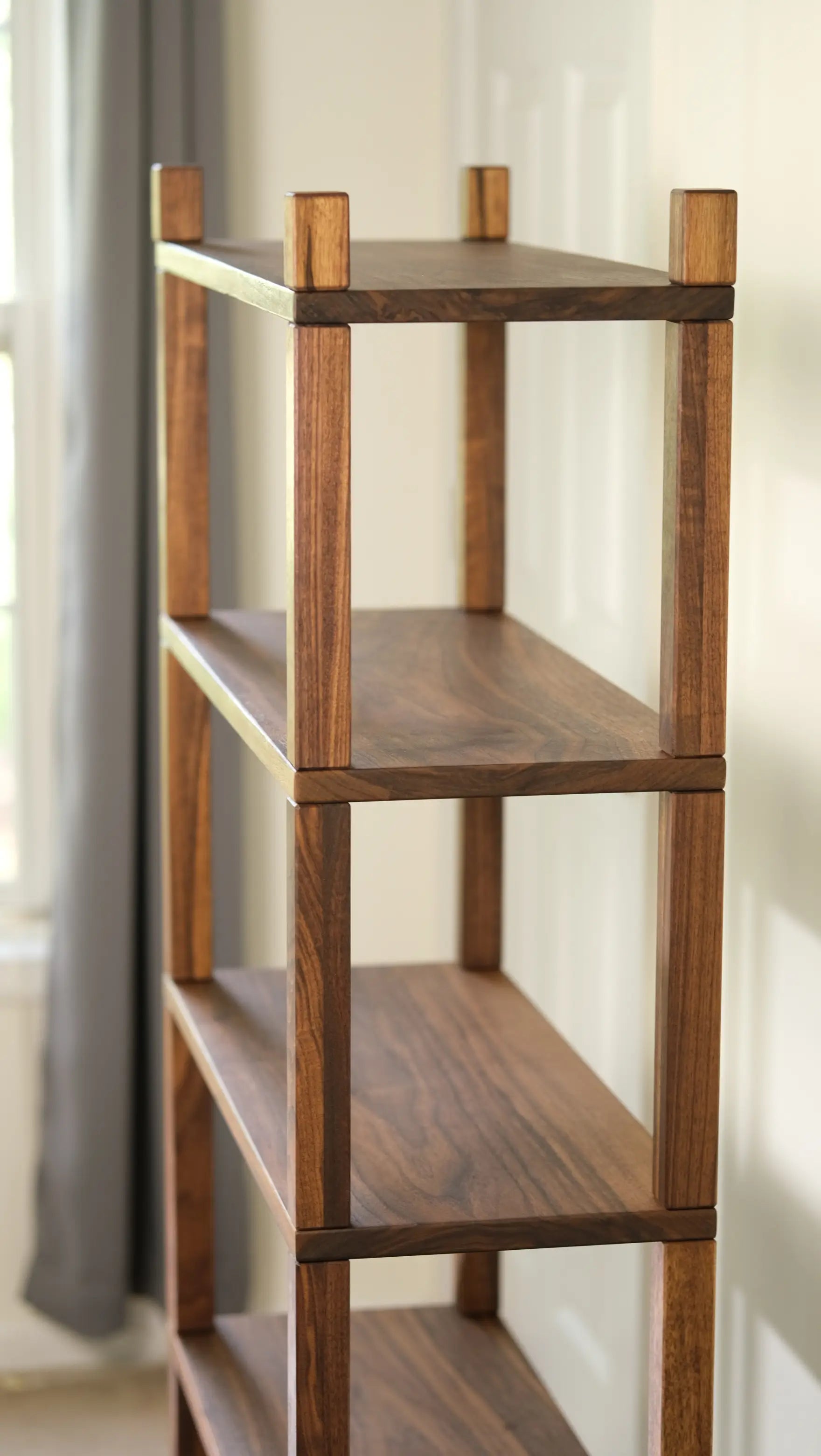 Handmade wooden bookshelf with charred finish – elegant and functional shelving unit for home organization
