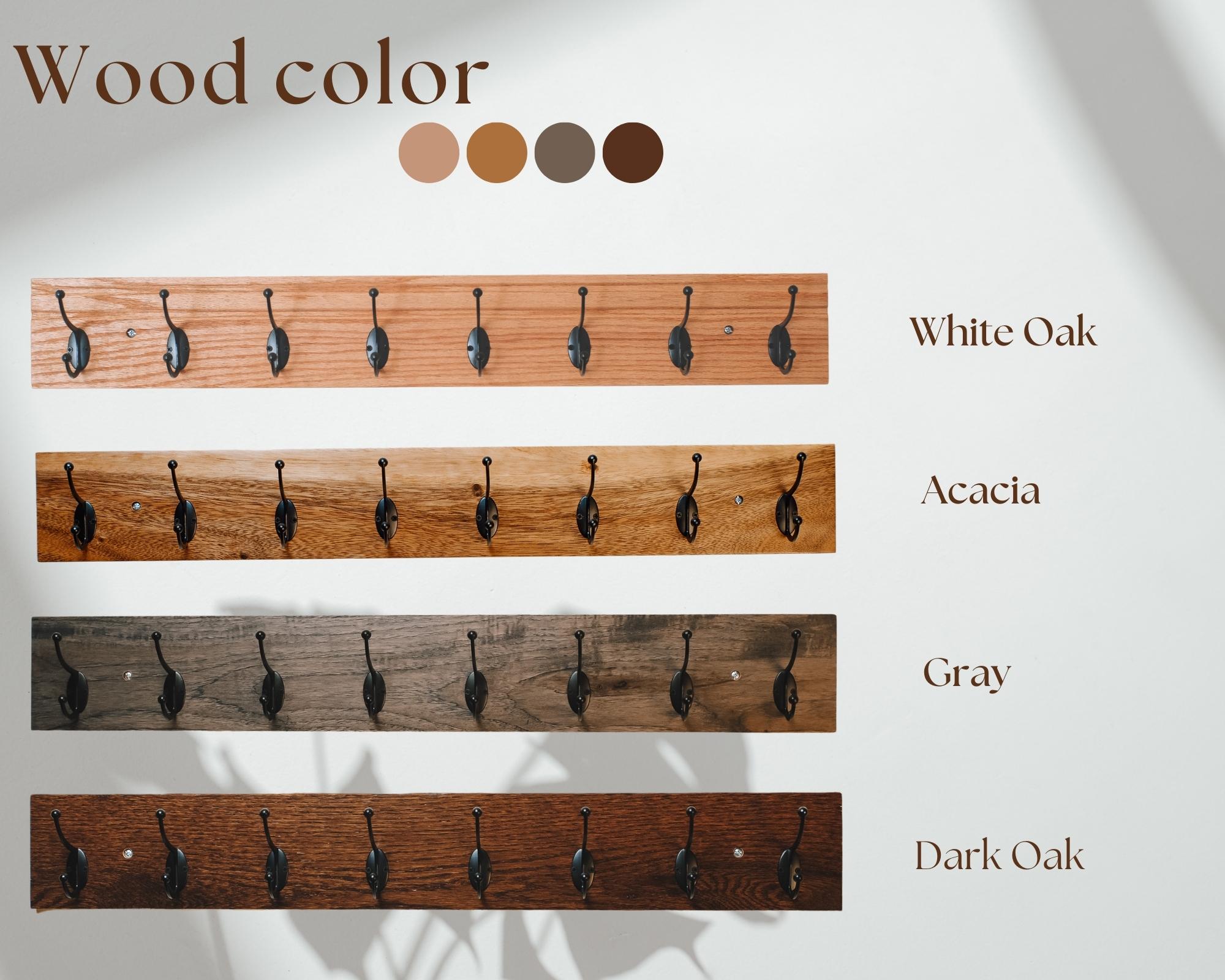 Rustic coat hooks mounted on acacia wood – eco-friendly and stylish home accessory