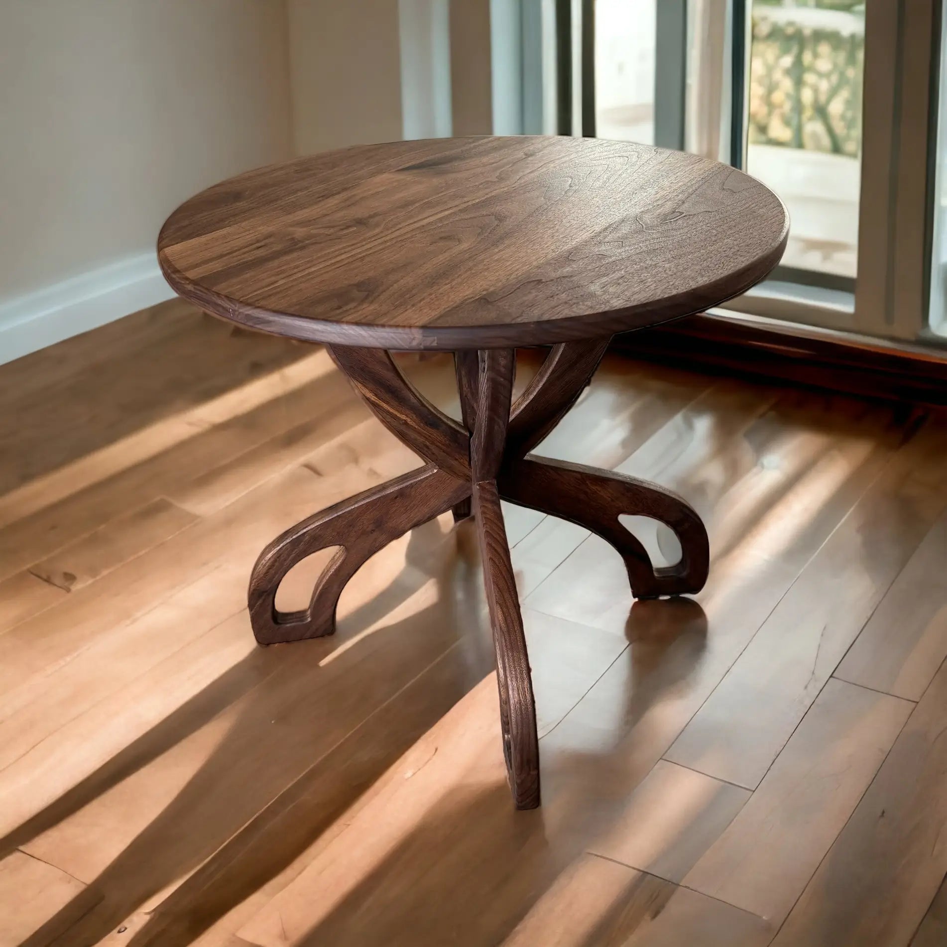 Rustic coffee table made from sustainable hardwood – clean lines and low-profile structure