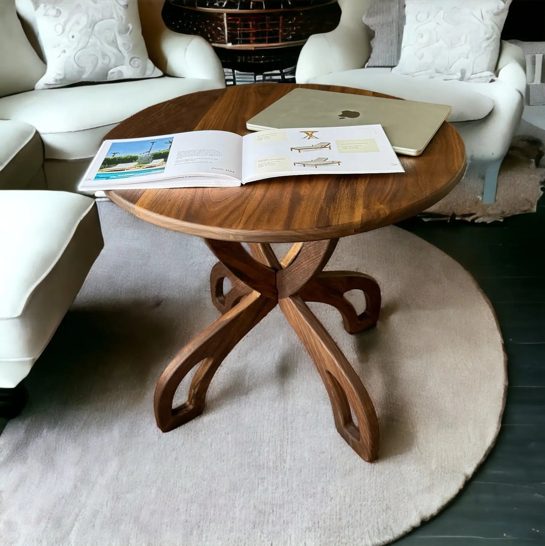 Handcrafted wooden coffee table with minimalist design – ideal for modern living rooms