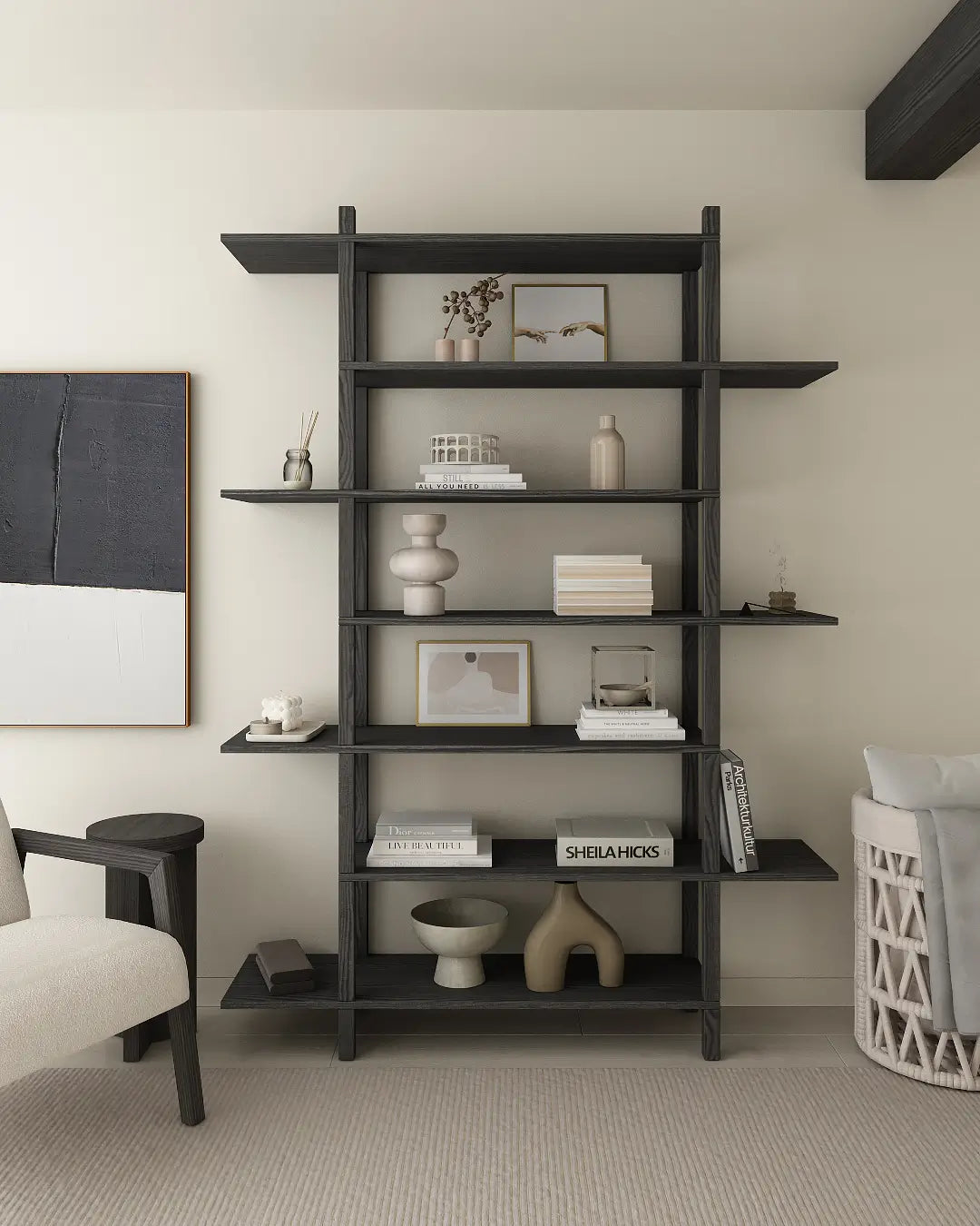 Minimalist Jack bookcase – solid wood construction with open-shelf design