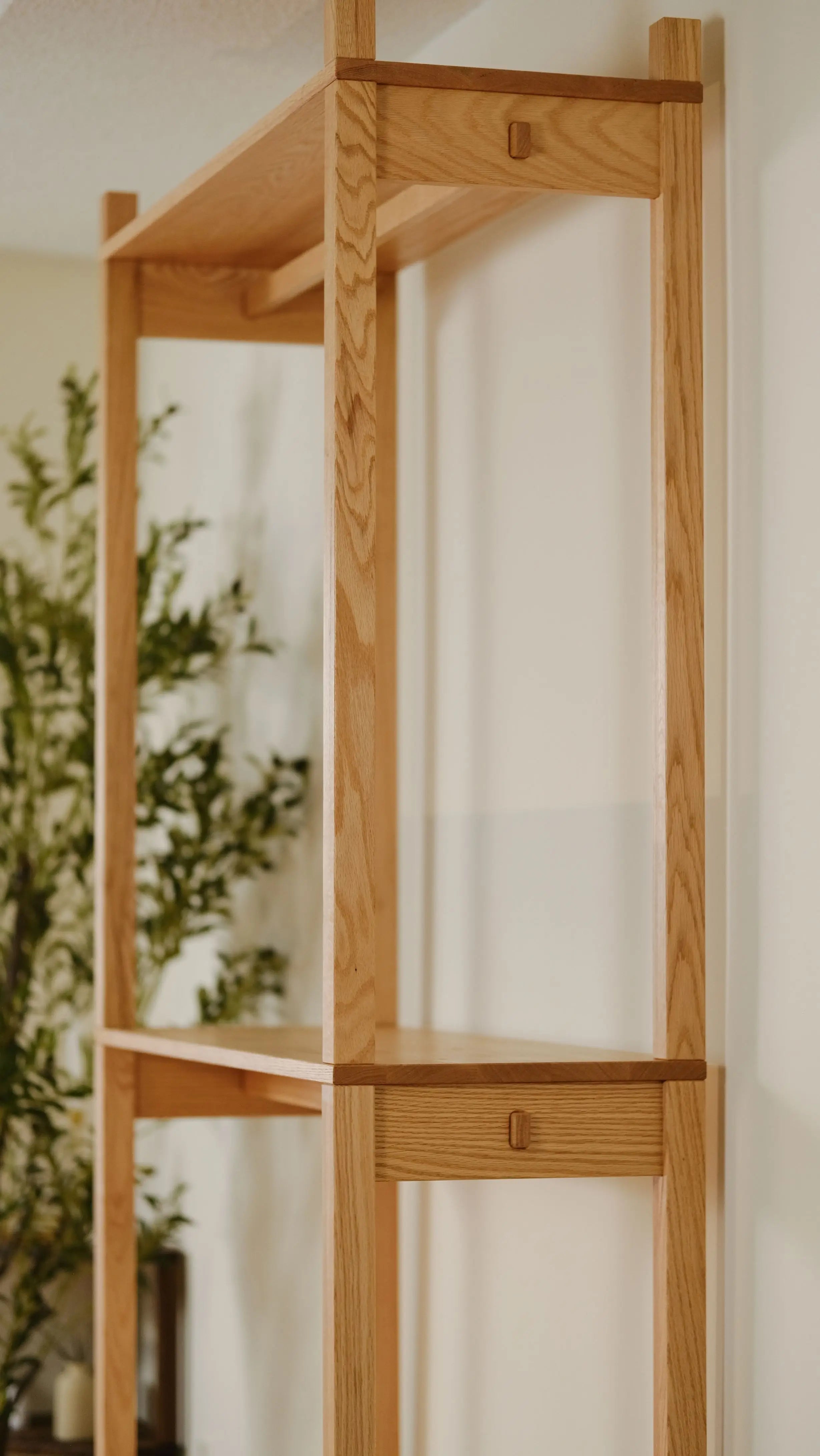 Solid oak double-level clothing rack – clean design for home or boutique display