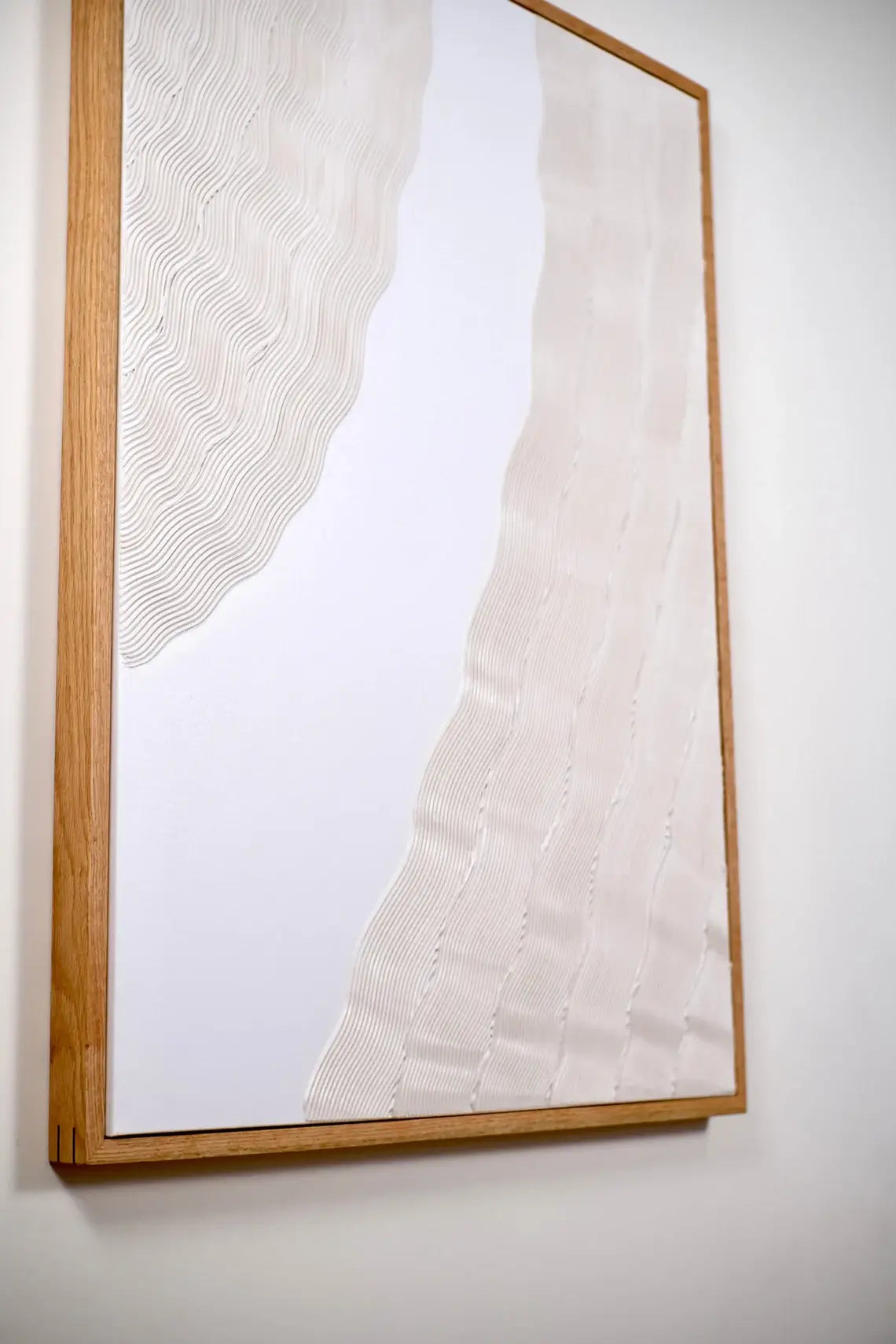 Elegant japandi-style oak canvas frame for home decor

