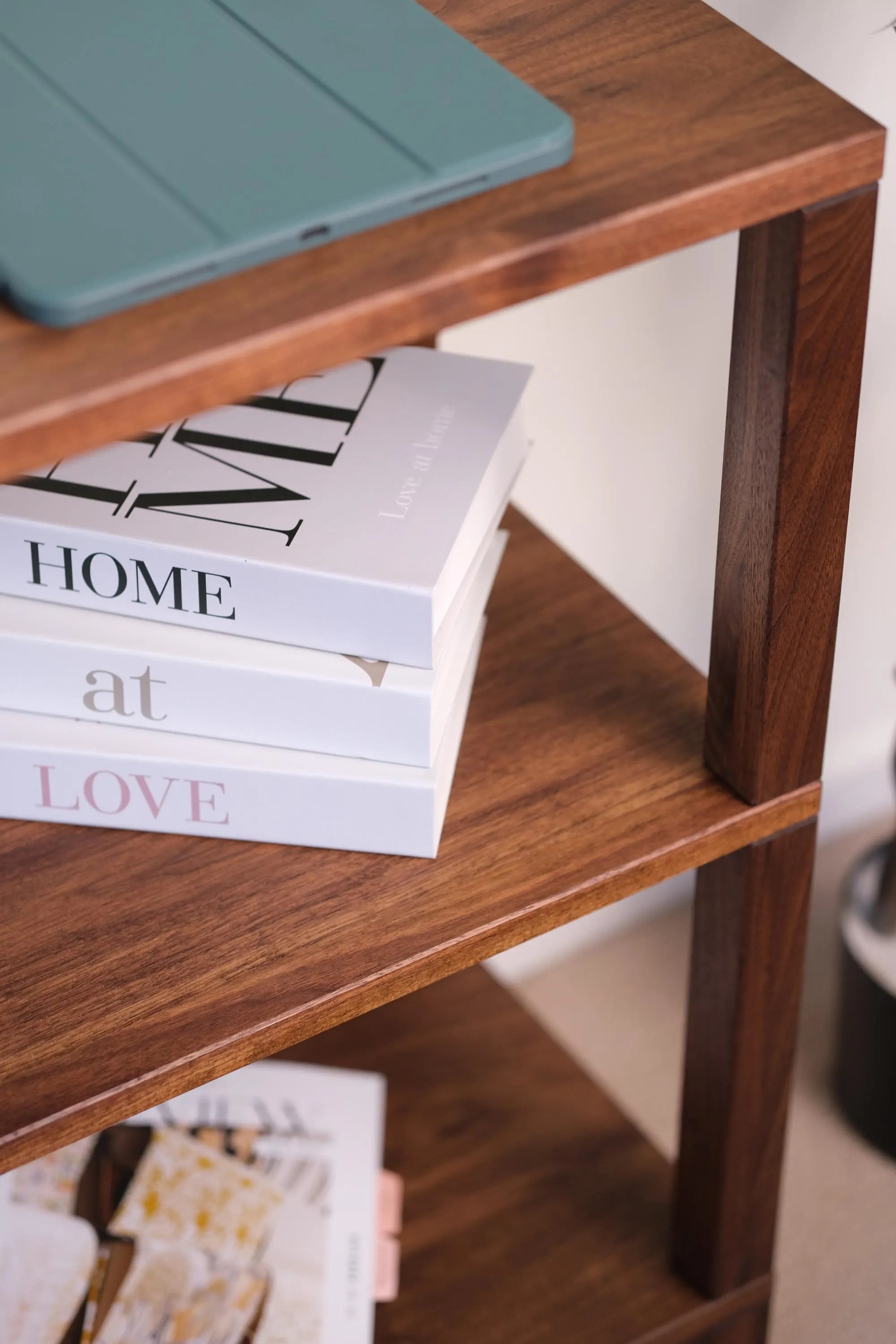 Modern bookcase nightstand – natural wood finish and minimalist design