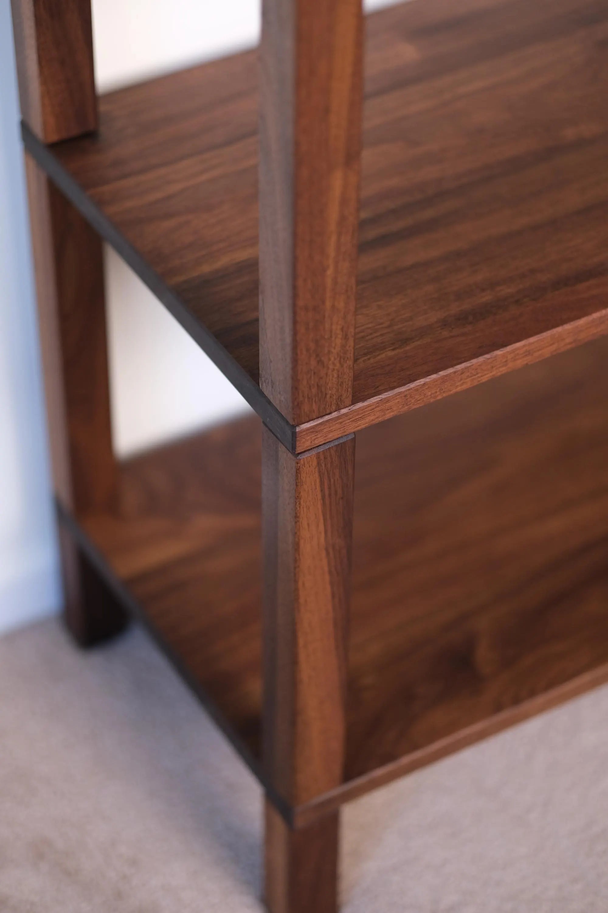Small wooden bookcase nightstand – handcrafted with clean lines and open storage
