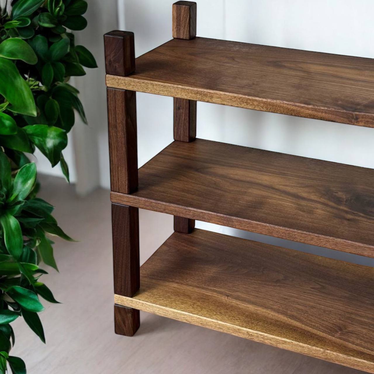 Solid Wood Shoe Rack – Slab Style 2–4 Tier Organizer