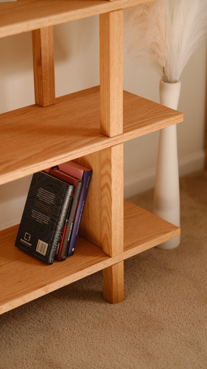 Struttura Solid Oak Bookshelf – Tool-Free, Custom Handmade Shelf