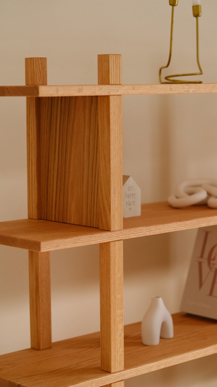 Struttura Solid Oak Bookshelf – Tool-Free, Custom Handmade Shelf