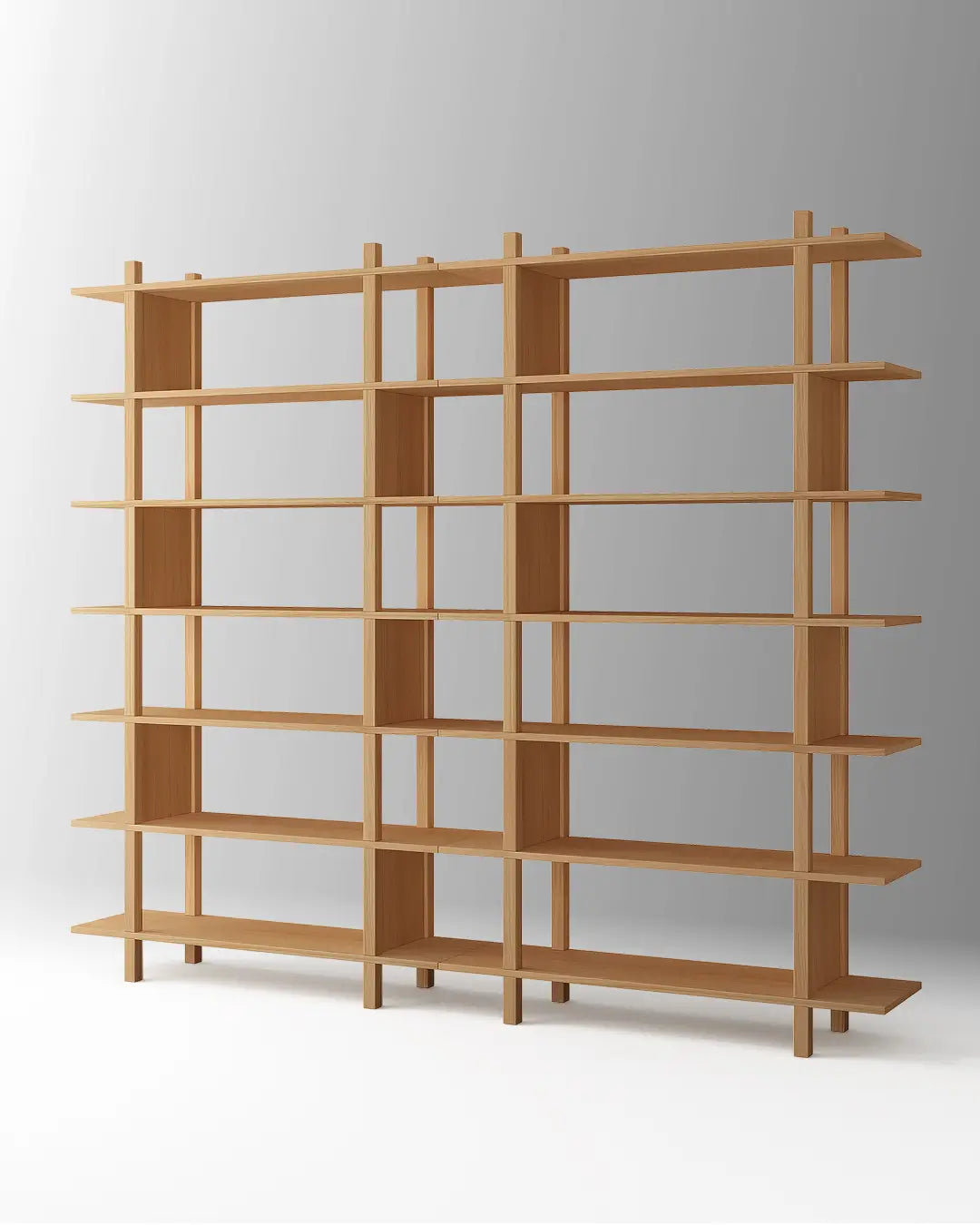Modern wood bookcase – struttura-style open shelving for stylish home organization