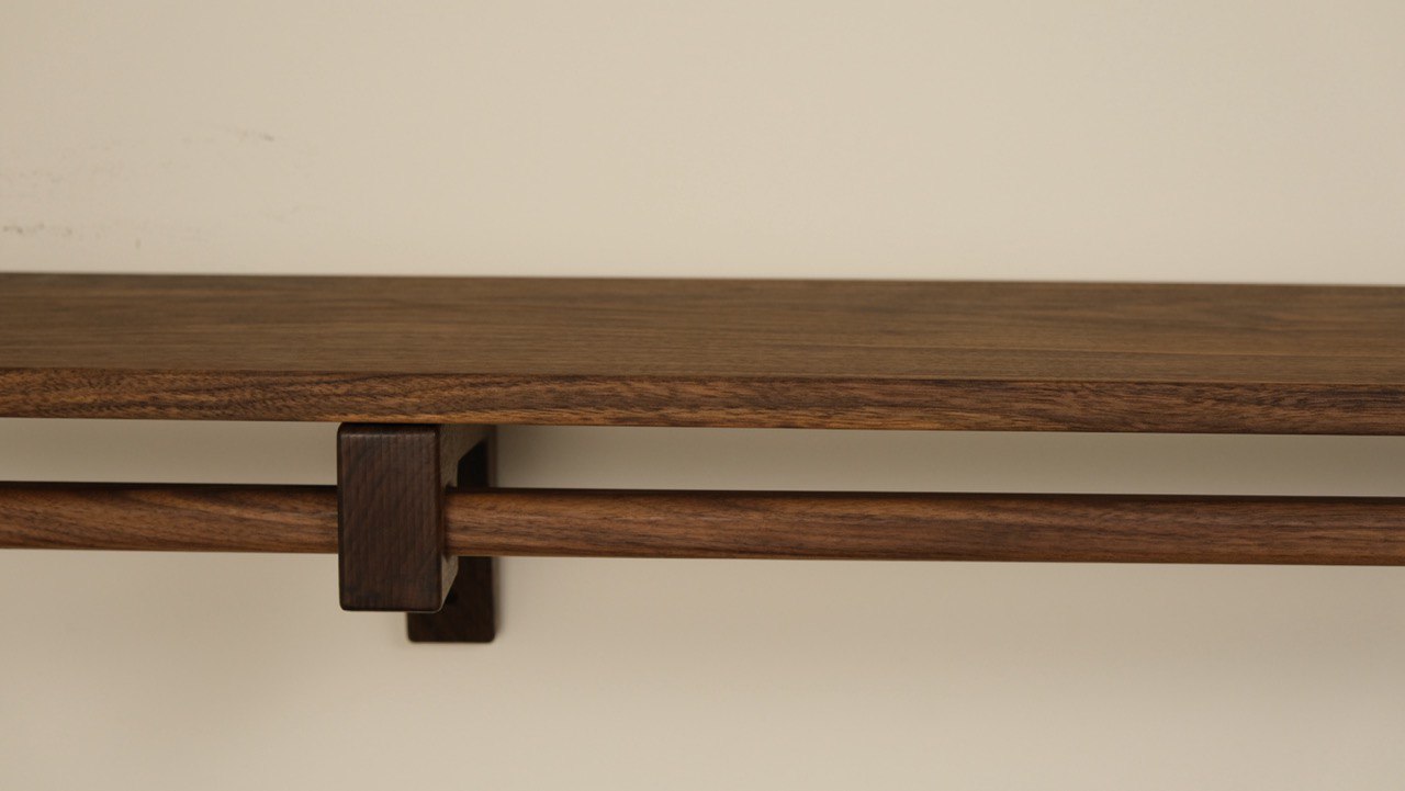 Minimalist walnut shelf for closet interiors – eco-friendly and space-saving design