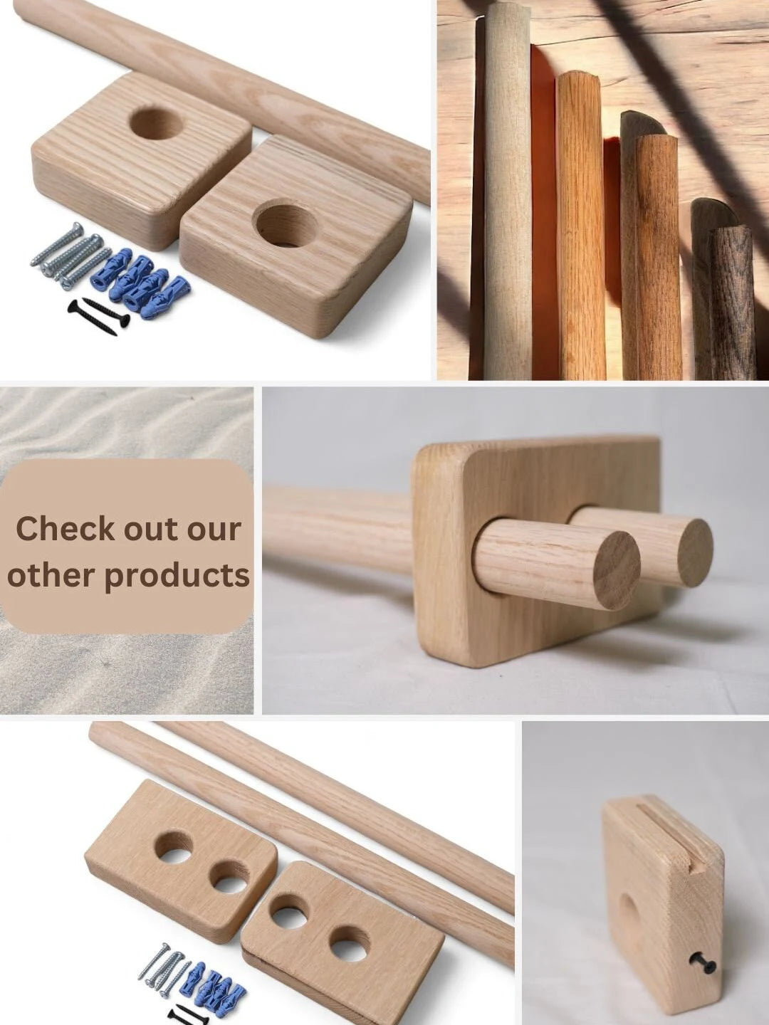 Minimalist curtain rod brackets – natural wood construction for home decor