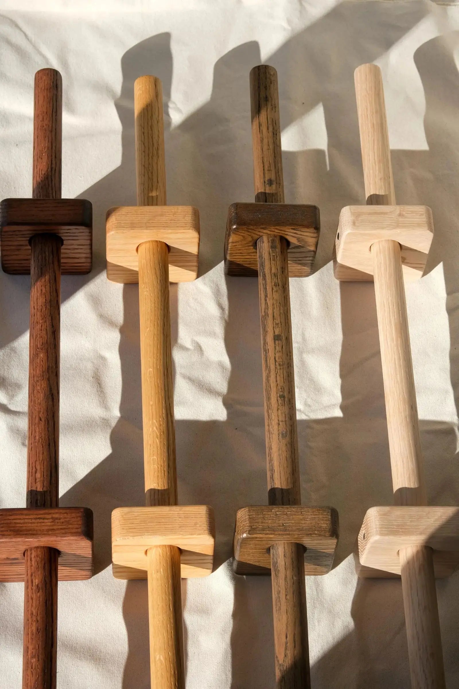 Handmade curtain rod from solid oak – perfect for hanging drapes or curtains