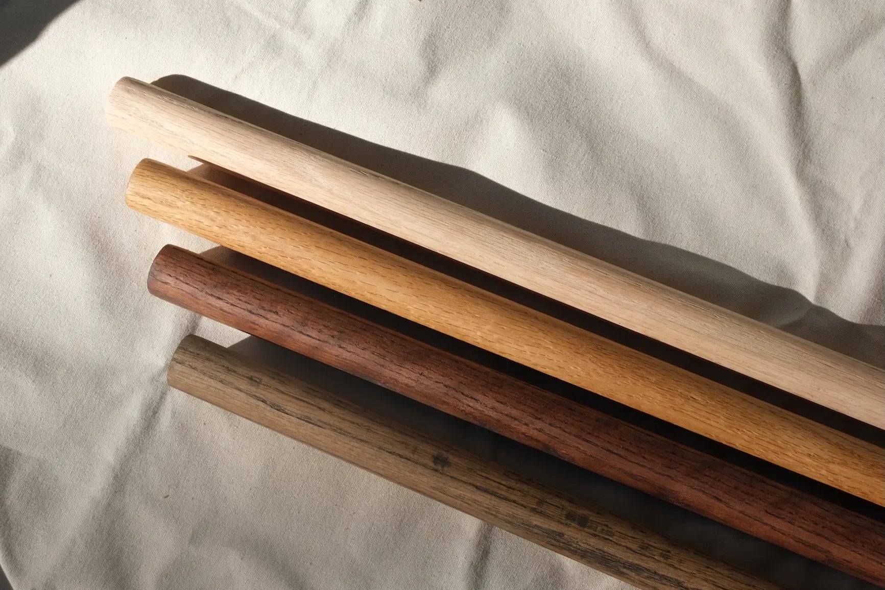 Medium oak rod used in modern mudroom setup
